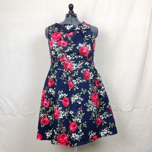 Ixia for ModCloth Blue Floral Dress with Bow